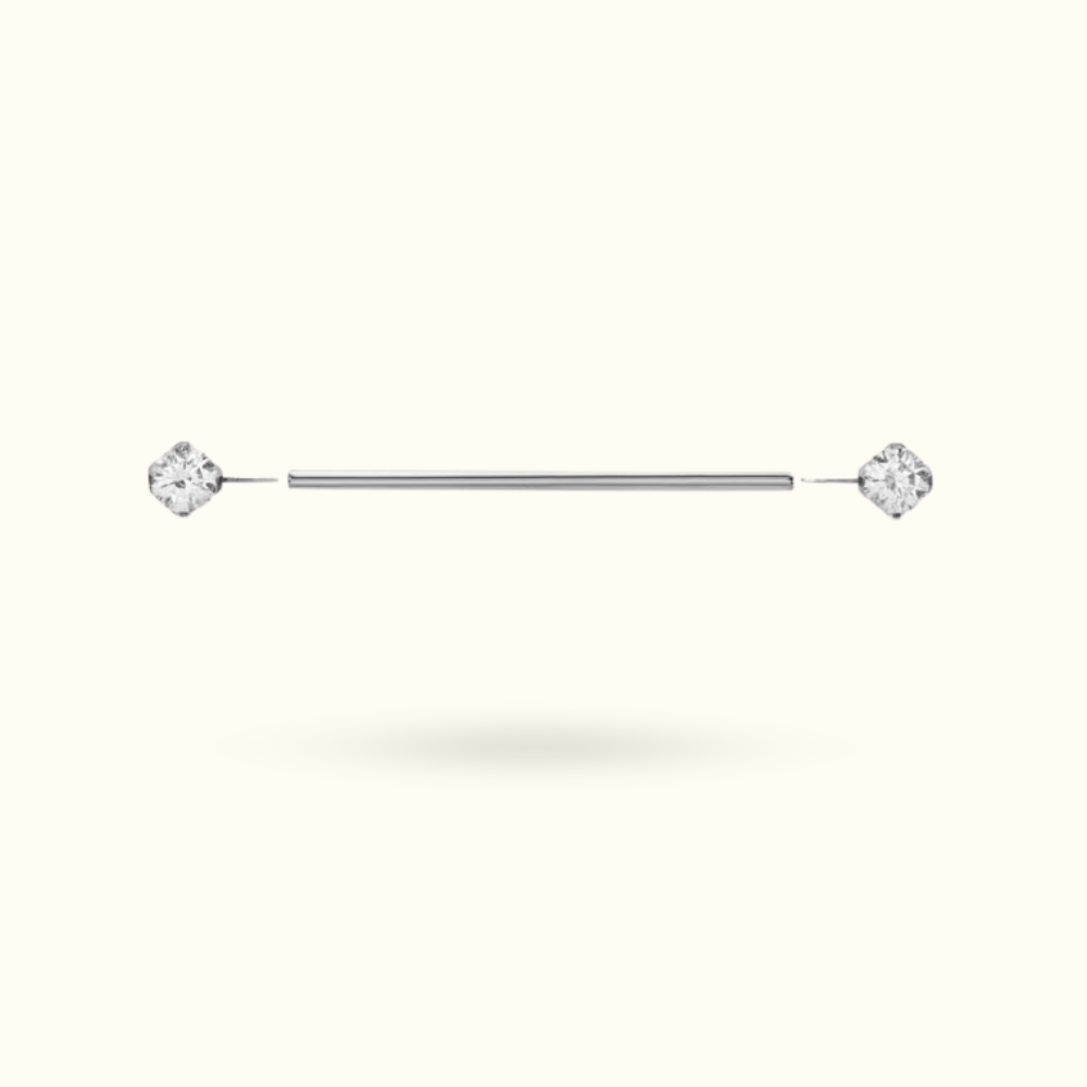 Titanium Crystal Prong Side Industrial Barbell - Lulu Ave Body Jewelery