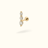14k Three Crystal Cluster Single Earring - Lulu Ave Body Jewelery