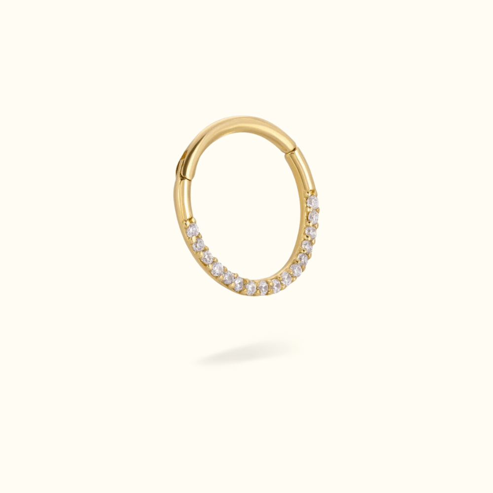 14k Front Crystal Hinged Ring - Lulu Ave Body Jewelery