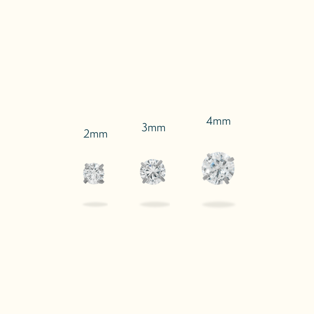 Titanium Crystal Prong Single Earring - Threadless - Lulu Ave Body Jewelery