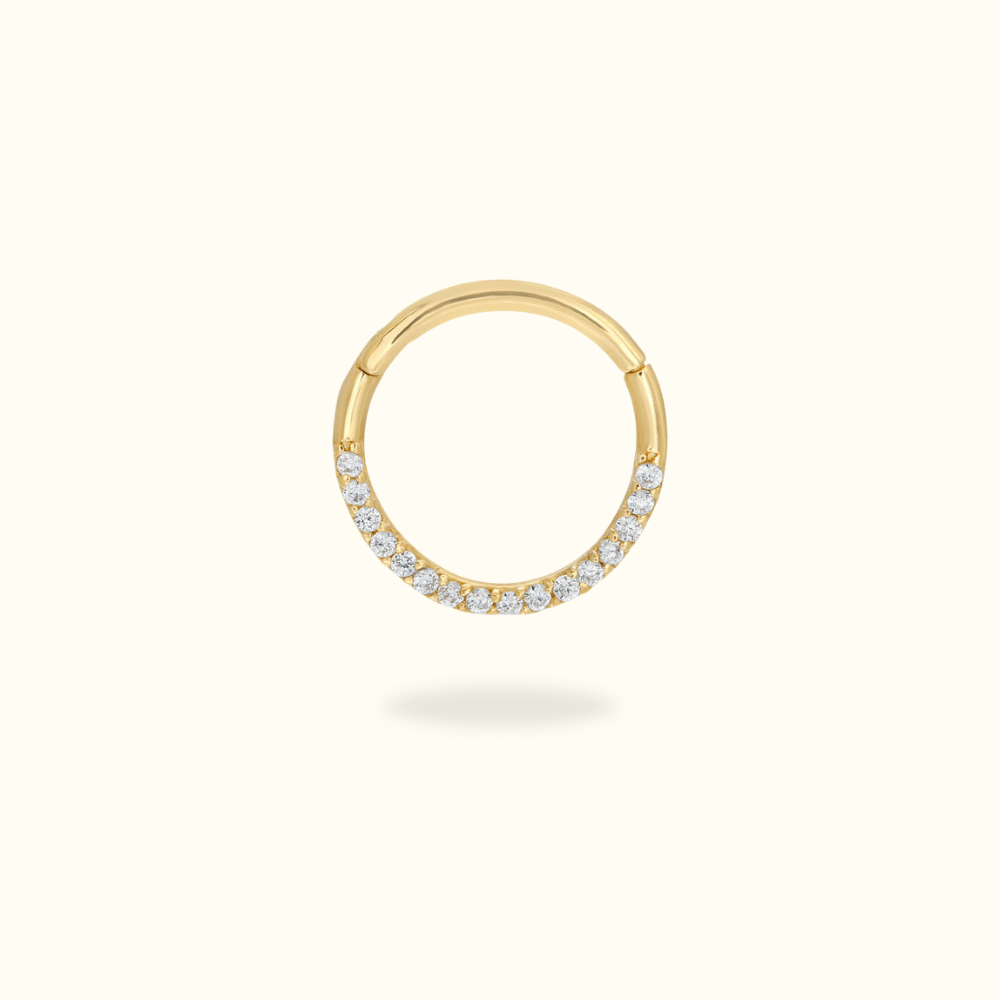 14k Front Crystal Hinged Ring - Lulu Ave Body Jewelery