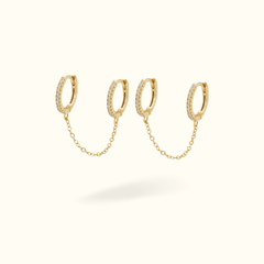 Double Crystal Huggie Chain - Lulu Ave Body Jewelery