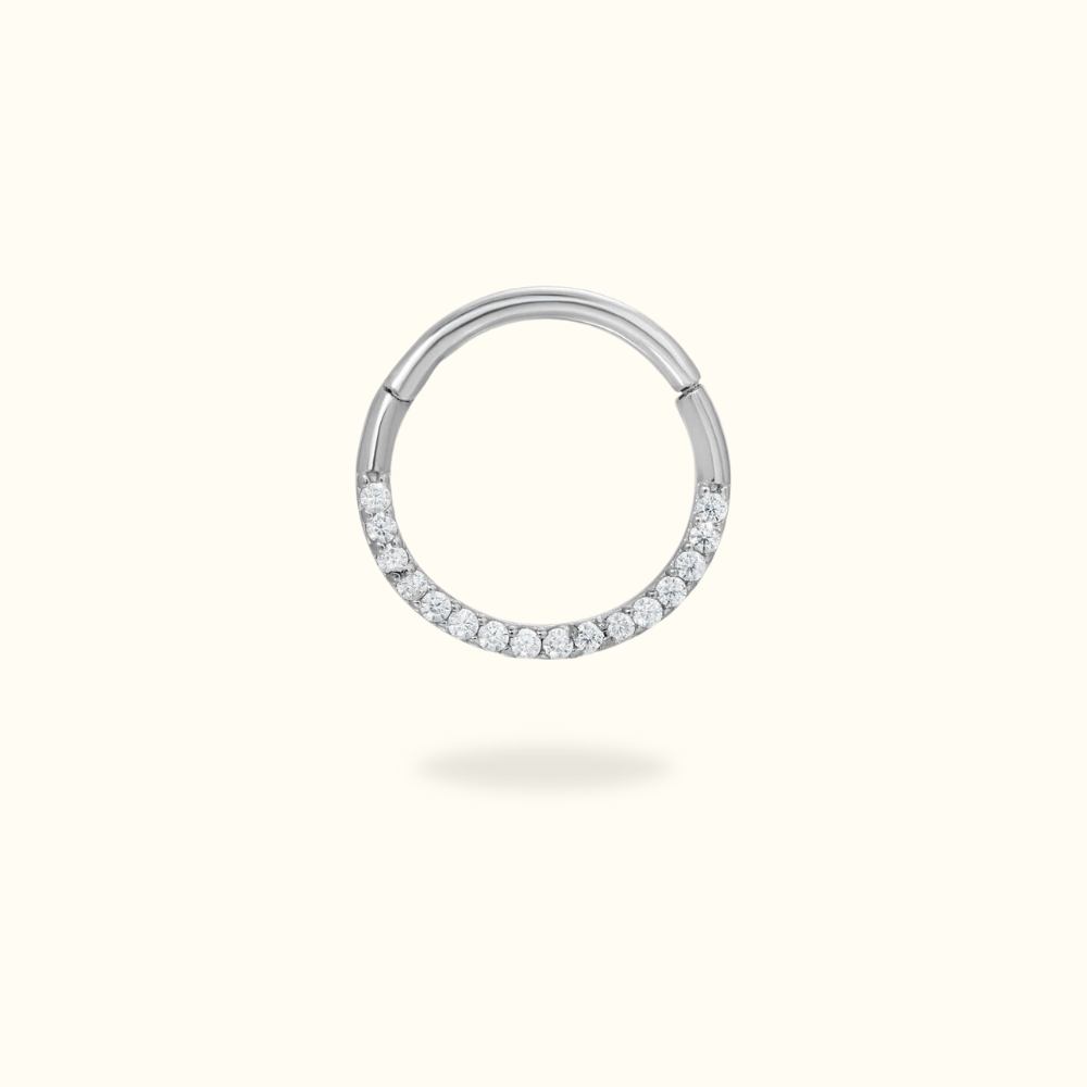 14k Front Crystal Hinged Ring - Lulu Ave Body Jewelery