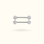 Titanium Crystal Prong Push-Back Nipple Barbells - Lulu Ave Body Jewelery