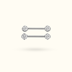 Titanium Crystal Prong Push-Back Nipple Barbells - Lulu Ave Body Jewelery