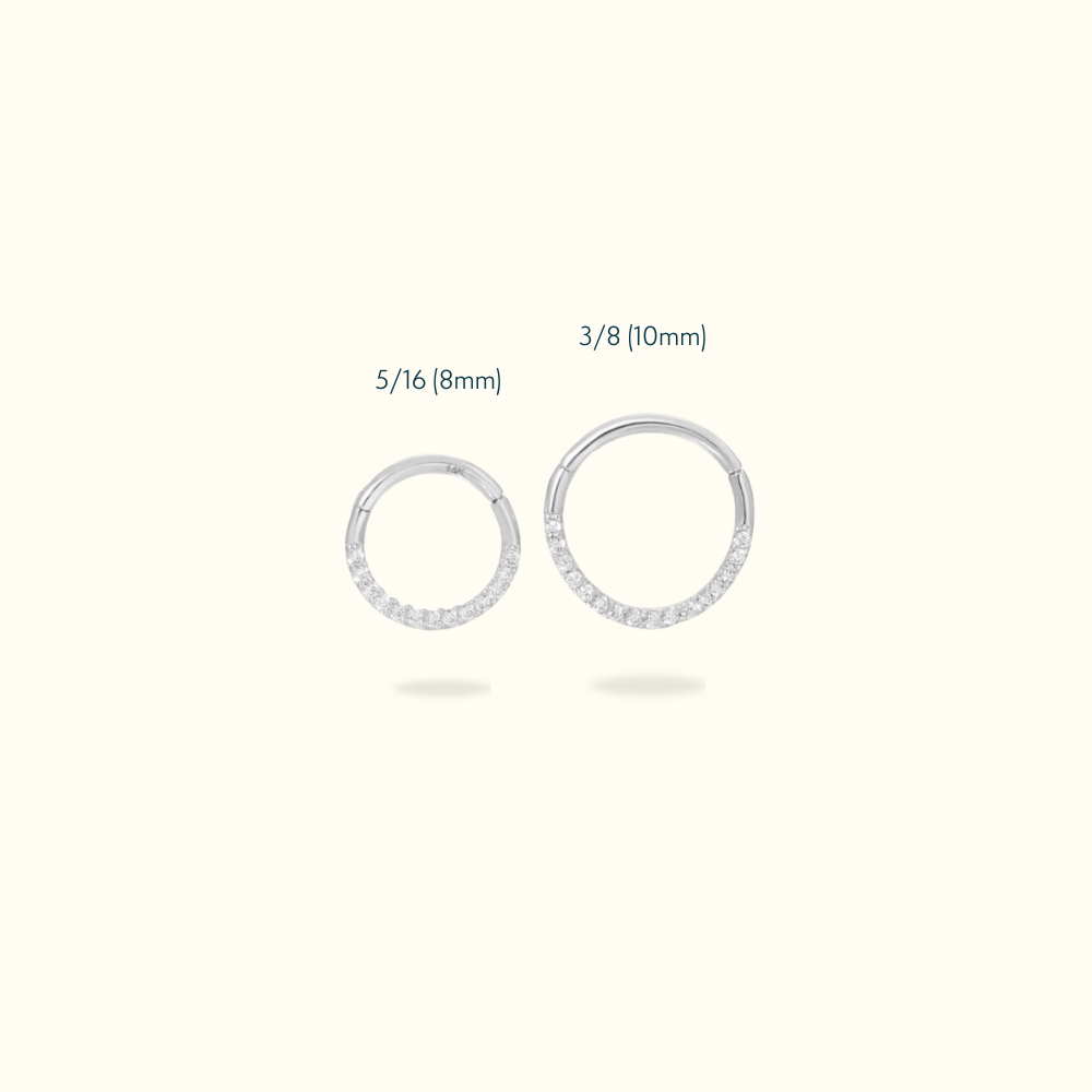 14k Front Crystal Hinged Ring - Lulu Ave Body Jewelery