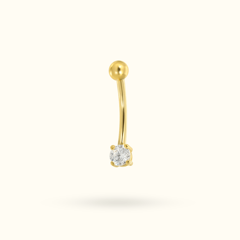14k Crystal Bezel Rook Barbell - Rook - Lulu Ave Body Jewelery