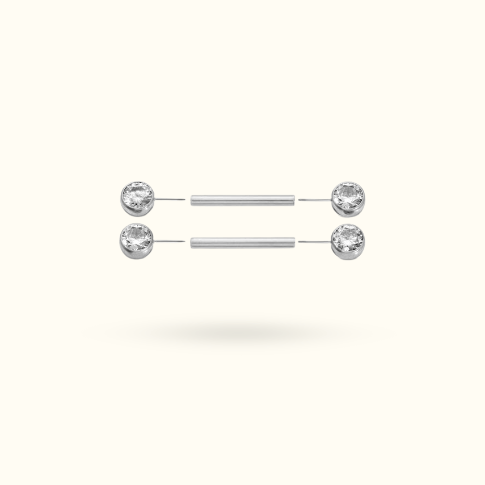 Titanium Crystal Bezel Push-Back Nipple Barbells - Lulu Ave Body Jewelery