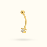 14k Crystal Bezel Rook Barbell - Rook - Lulu Ave Body Jewelery