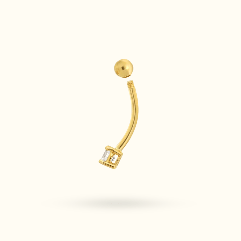 14k Crystal Bezel Rook Barbell - Rook - Lulu Ave Body Jewelery