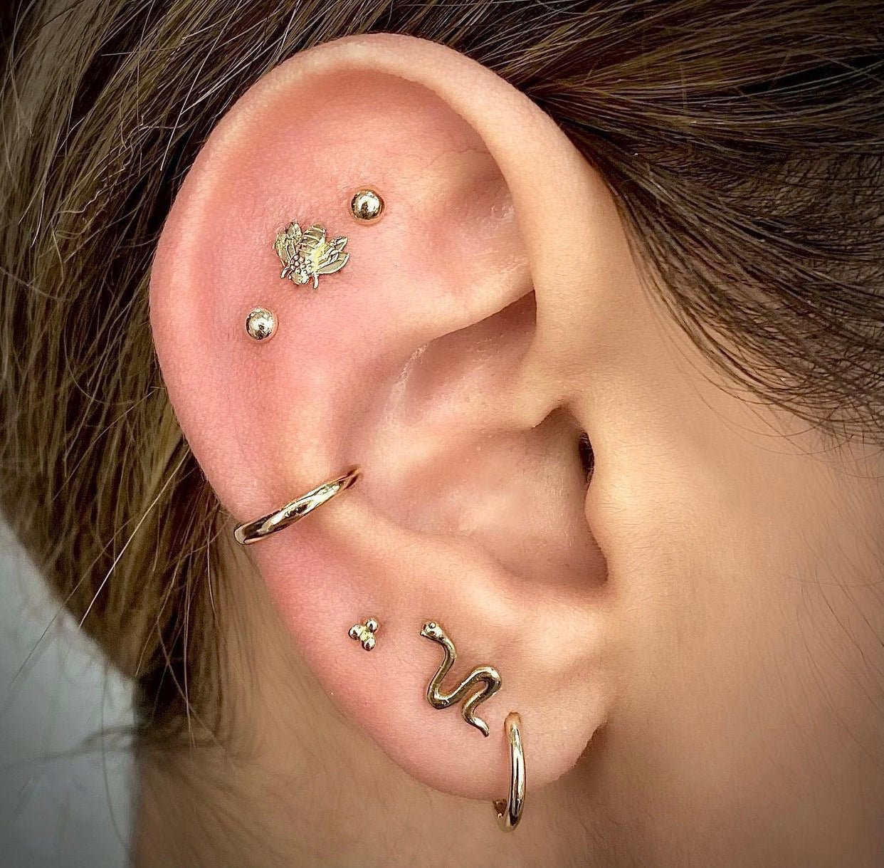 14k Dome Single Earring - Lulu Ave Body Jewelery
