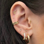14k Tri-Ball Single Earring - Threadless - Lulu Ave Body Jewelery