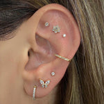 14k Crystal Prong Single Earring - Threadless - Lulu Ave Body Jewelery