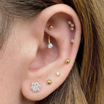 14k Crystal Bezel Rook Barbell - Rook - Lulu Ave Body Jewelery
