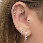 14k Crystal Trinity Single Earring - Threadless - Lulu Ave Body Jewelery