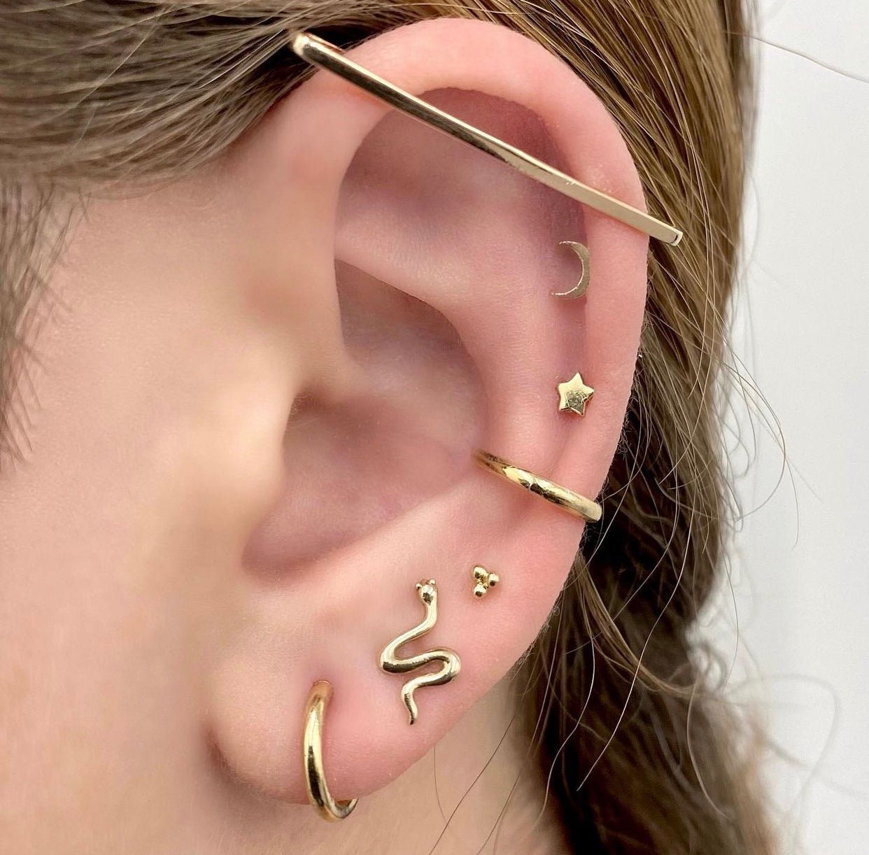 14k Snake Single Earring - Threadless - Lulu Ave Body Jewelery