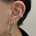 14k Crystal Trinity Single Earring - Threadless - Lulu Ave Body Jewelery