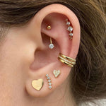 14k Crystal Bezel Rook Barbell - Rook - Lulu Ave Body Jewelery