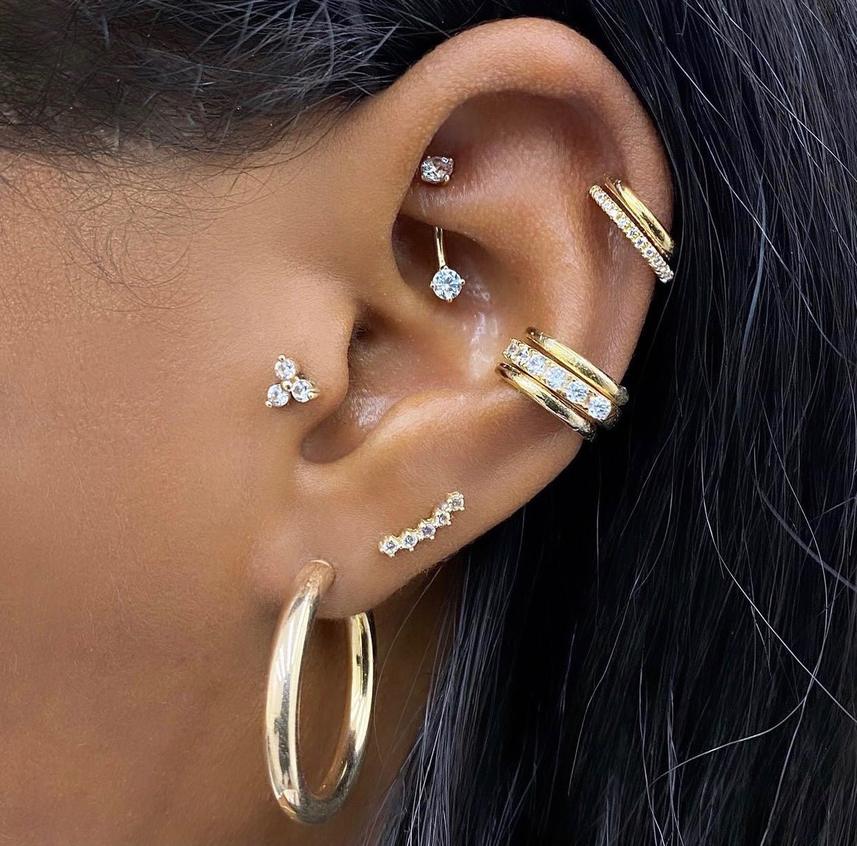 14k Crystal Rook Barbell - Rook - Lulu Ave Body Jewelery