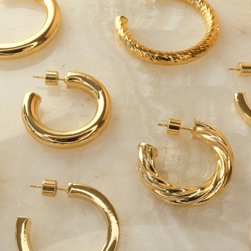 Hoops: Gold-plated hoop earrings for a chic look - Lulu Ave Body Jewelery