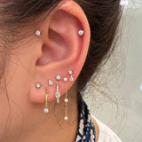 14K Yellow Gold CZ Teardrop Dangle Flat Back Stud