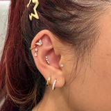 14K Yellow Gold CZ Teardrop Dangle Flat Back Stud