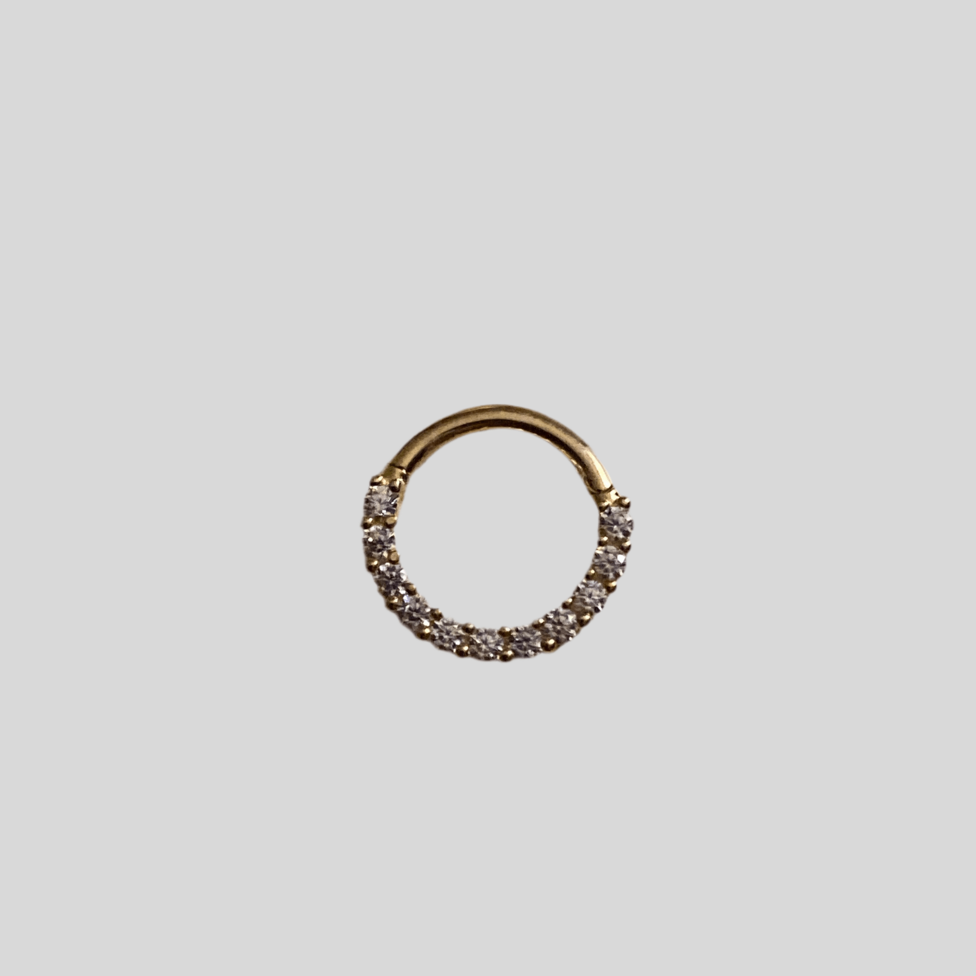 14k Big crystal FF hinged ring - Lulu Ave Body Jewelery