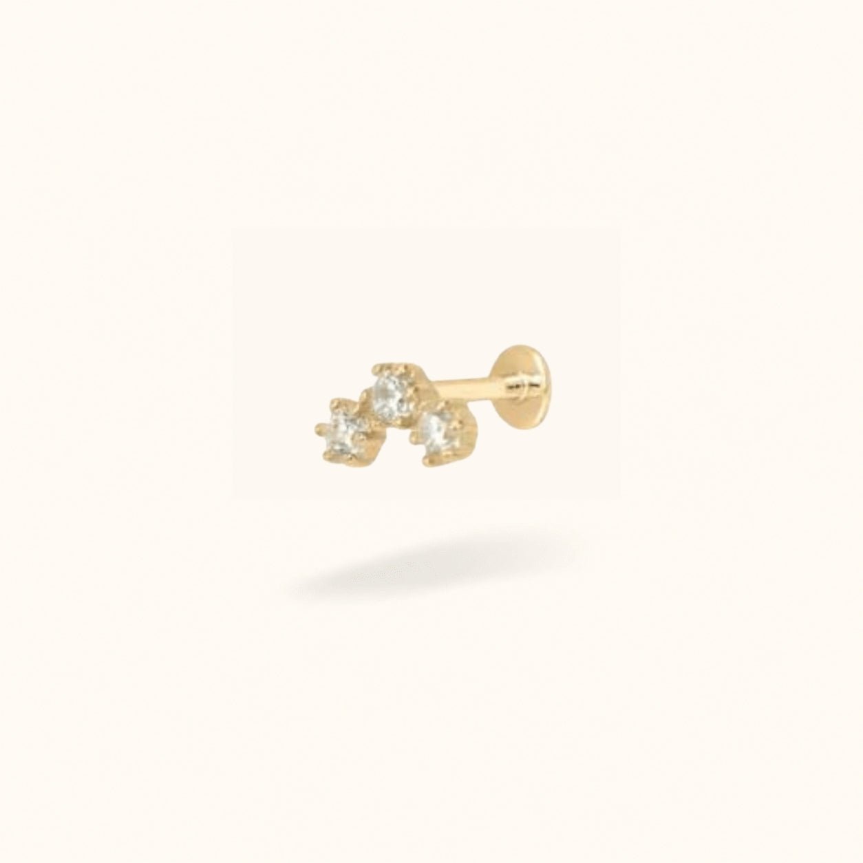 14K Crystal 3 Cluster - Threadless - Lulu Ave Body Jewelery