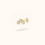 14K Crystal 3 Cluster - Threadless - Lulu Ave Body Jewelery
