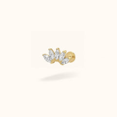 14K Crystal 5 Marquise - Earrings - Lulu Ave Body Jewelry