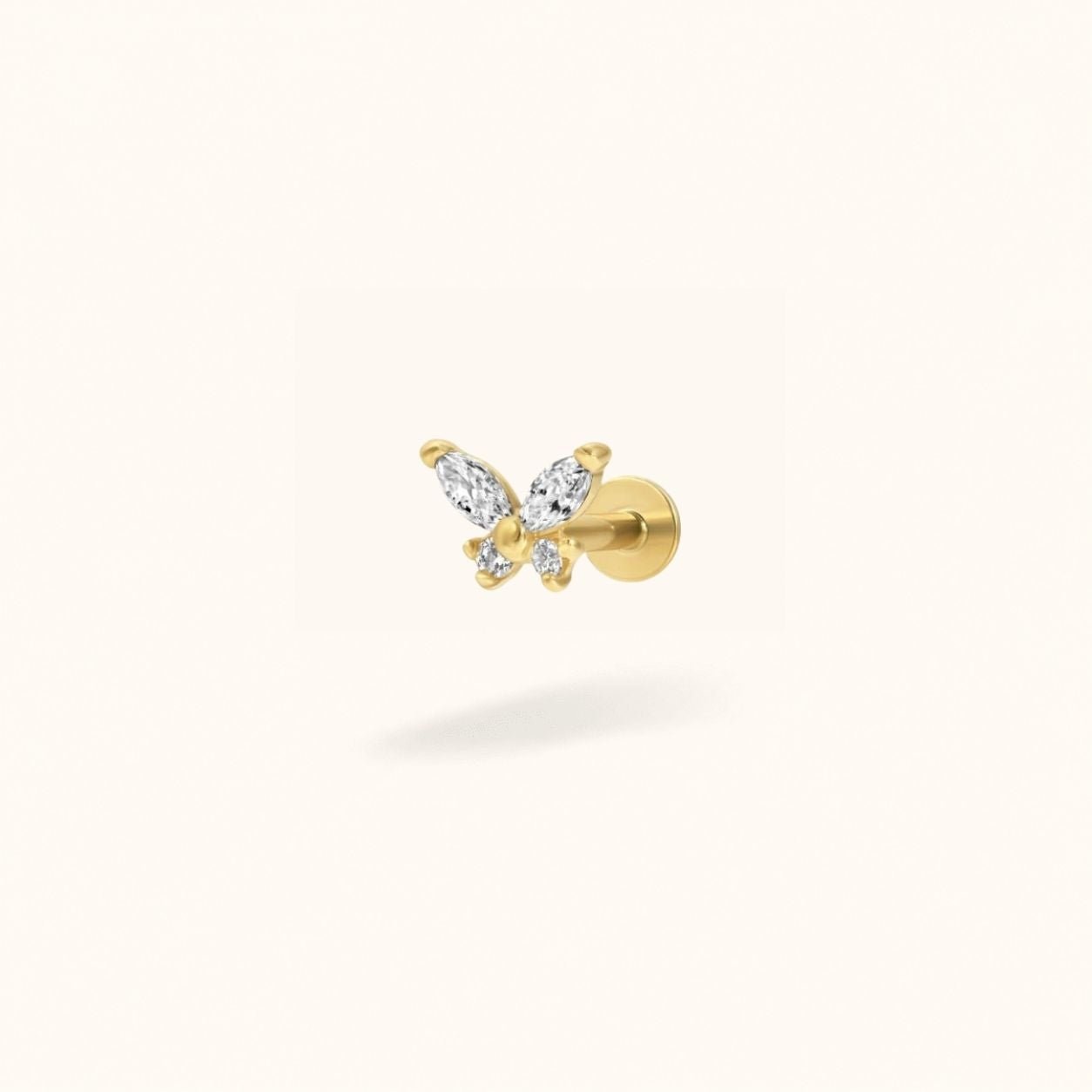 14K Crystal Butterfly - Earrings - Lulu Ave Body Jewelery
