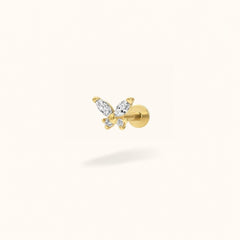 14K Crystal Butterfly - Earrings - Lulu Ave Body Jewelry