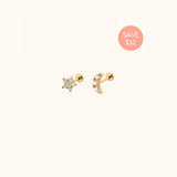 14k Crystal Celestial Set - Earrings - Lulu Ave Body Jewelry