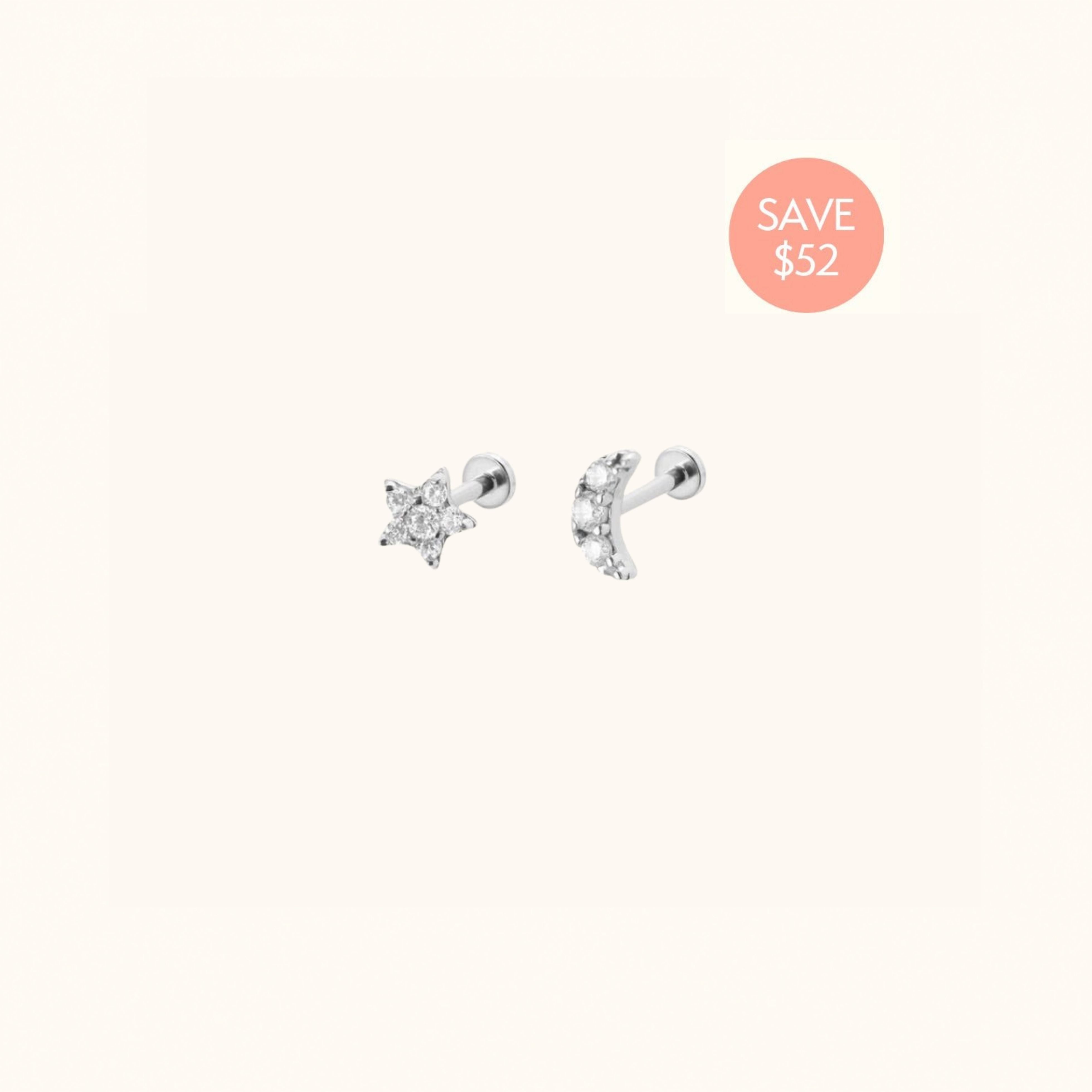 14k Crystal Celestial Set - Earrings - Lulu Ave Body Jewelery