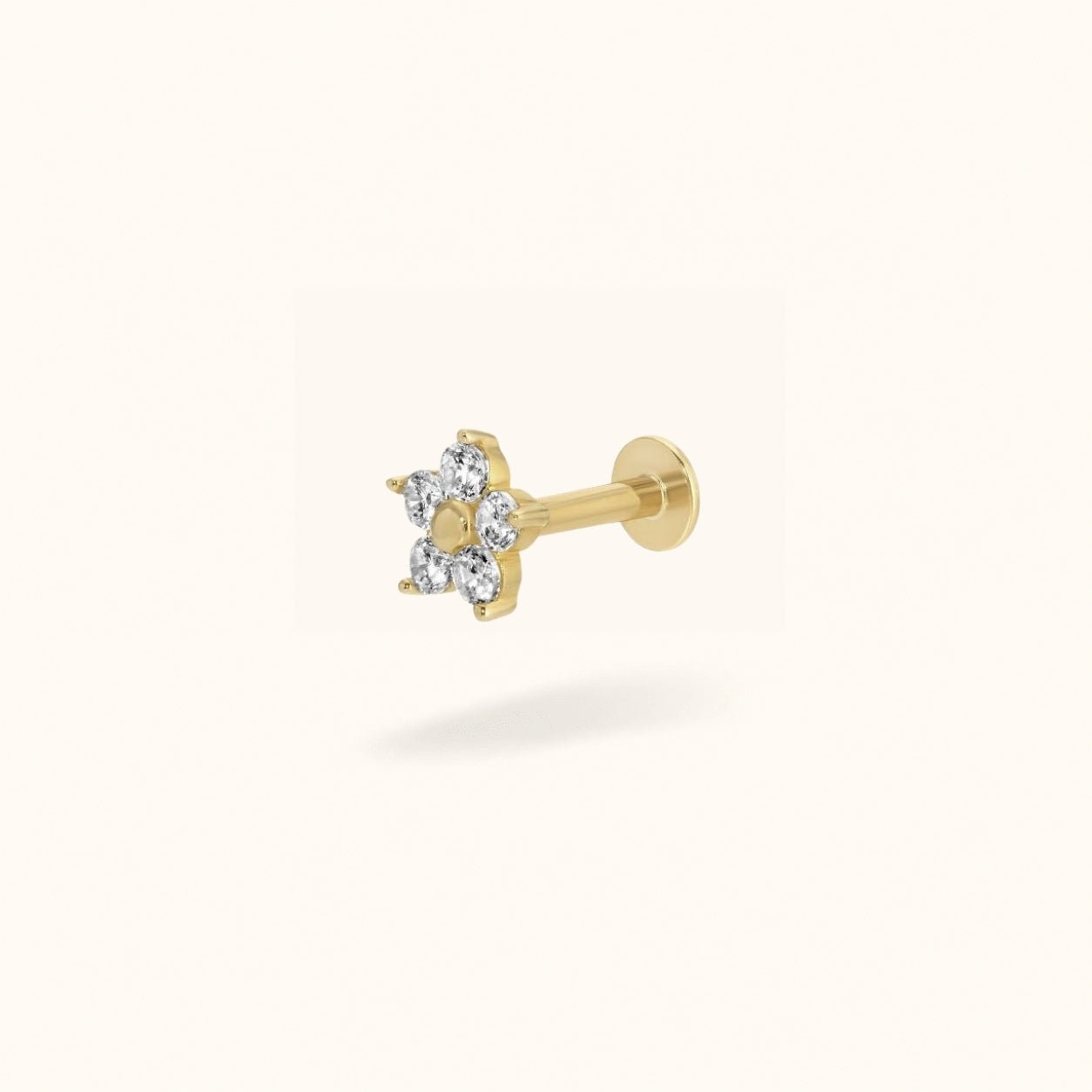 14K Crystal Flower - Earrings - Lulu Ave Body Jewelery