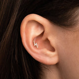 14k Crystal Lightning Bolt Flat back Earring - Threadless - Lulu Ave Body Jewelery