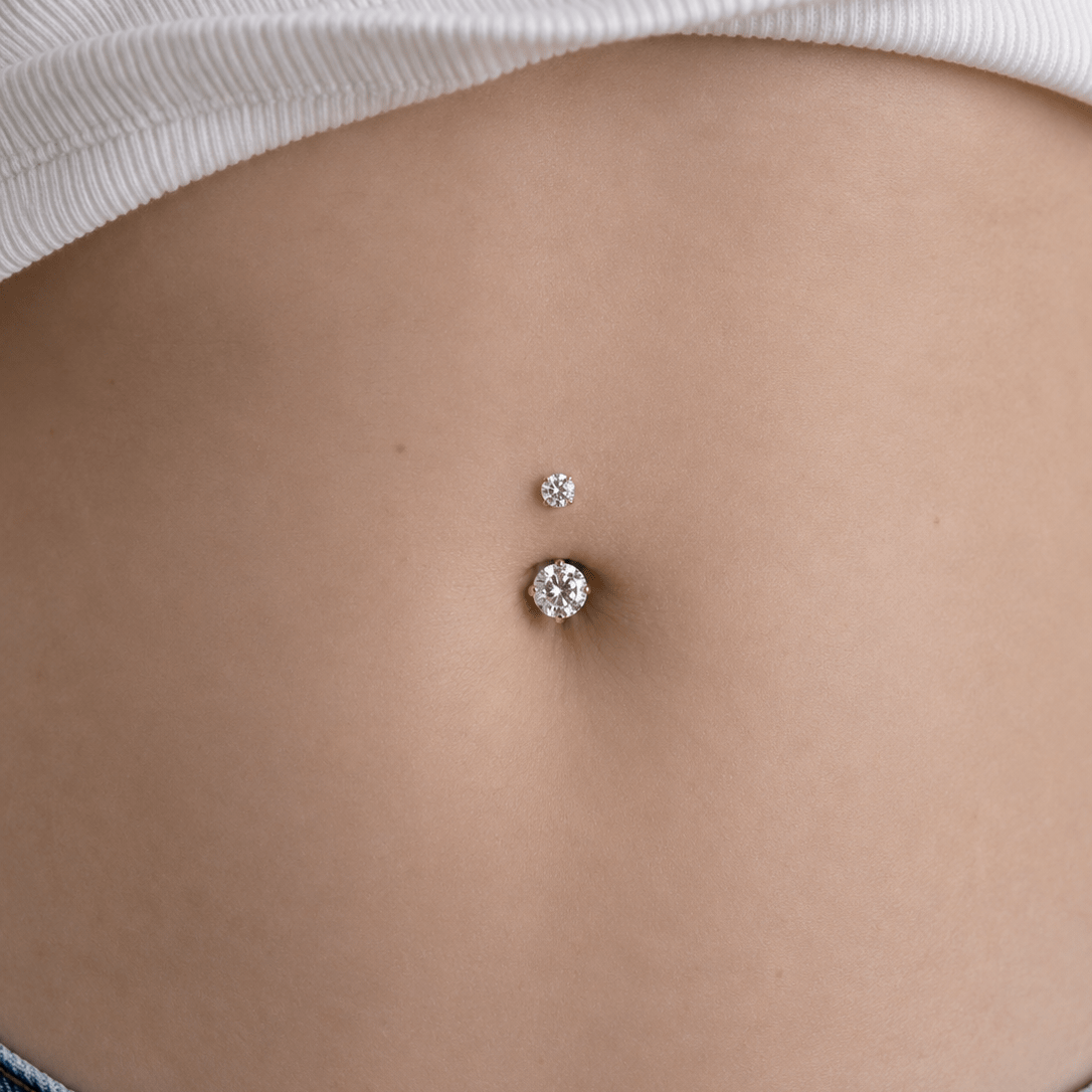 14K Crystal Navel Barbell - Belly Rings - Lulu Ave Body Jewelery
