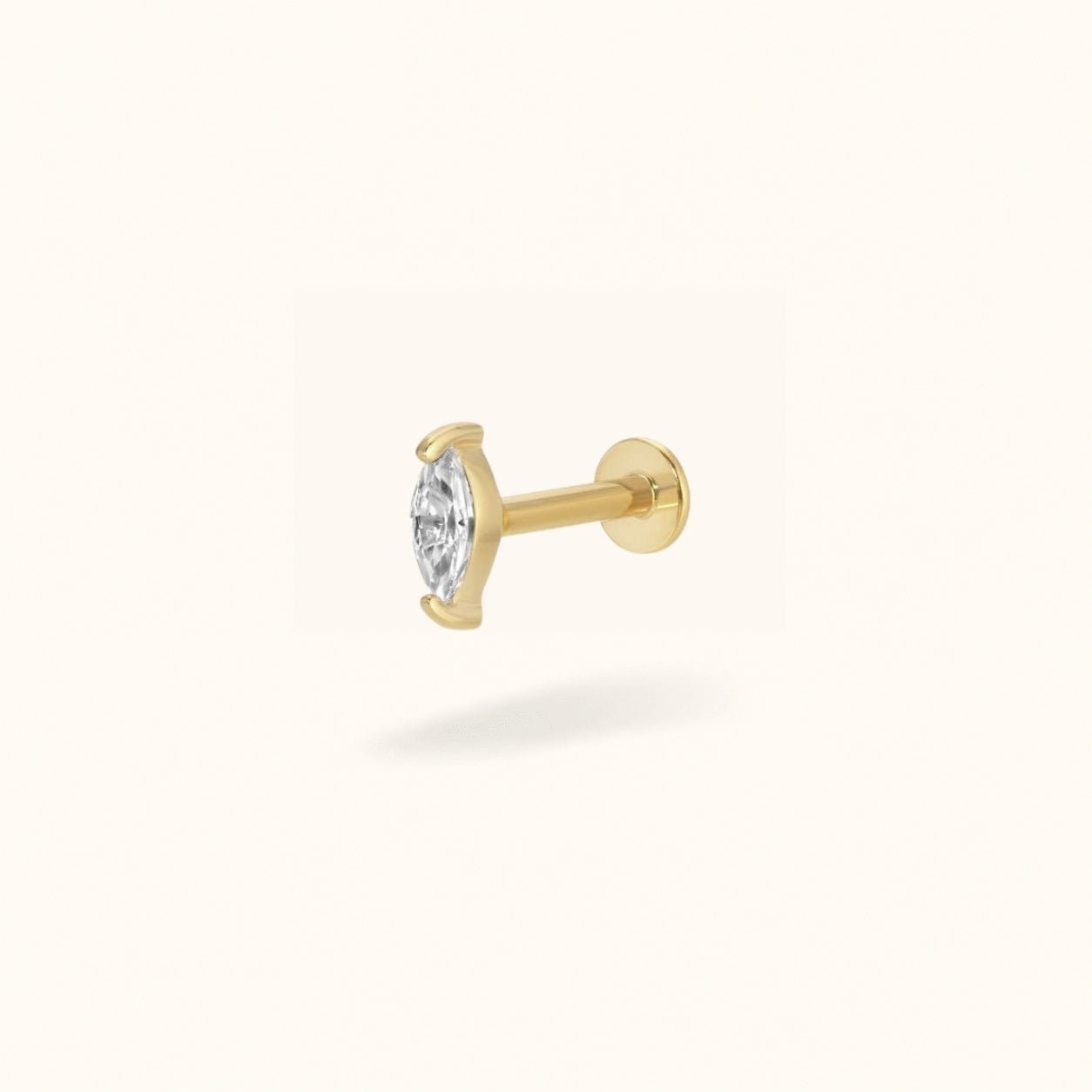 14K Crystal Single Marquise - Earrings - Lulu Ave Body Jewelery