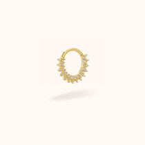 14K Crystal Spiked Double Row Front Hinged Ring - Hinged Ring - Lulu Ave Body Jewelery