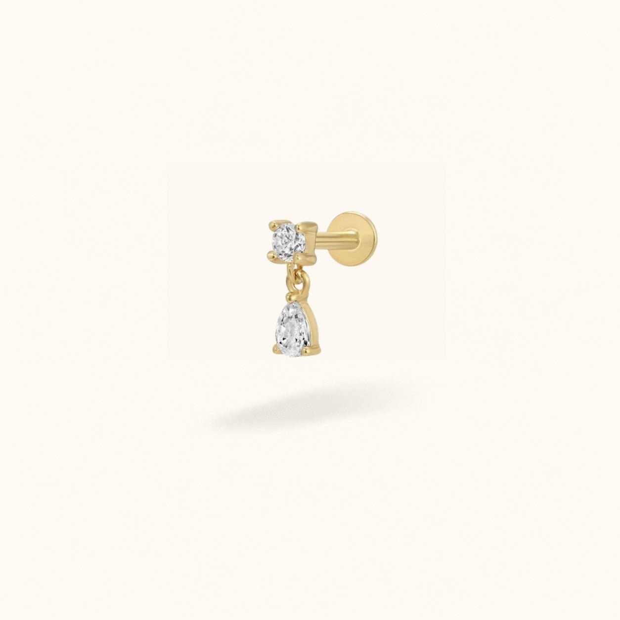 14K Crystal Tear Drop Dangle - Earrings - Lulu Ave Body Jewelery