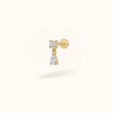 14K Crystal Tear Drop Dangle - Earrings - Lulu Ave Body Jewelery