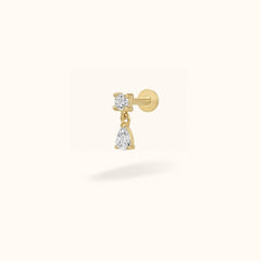 14K Crystal Tear Drop Dangle - Earrings - Lulu Ave Body Jewelry