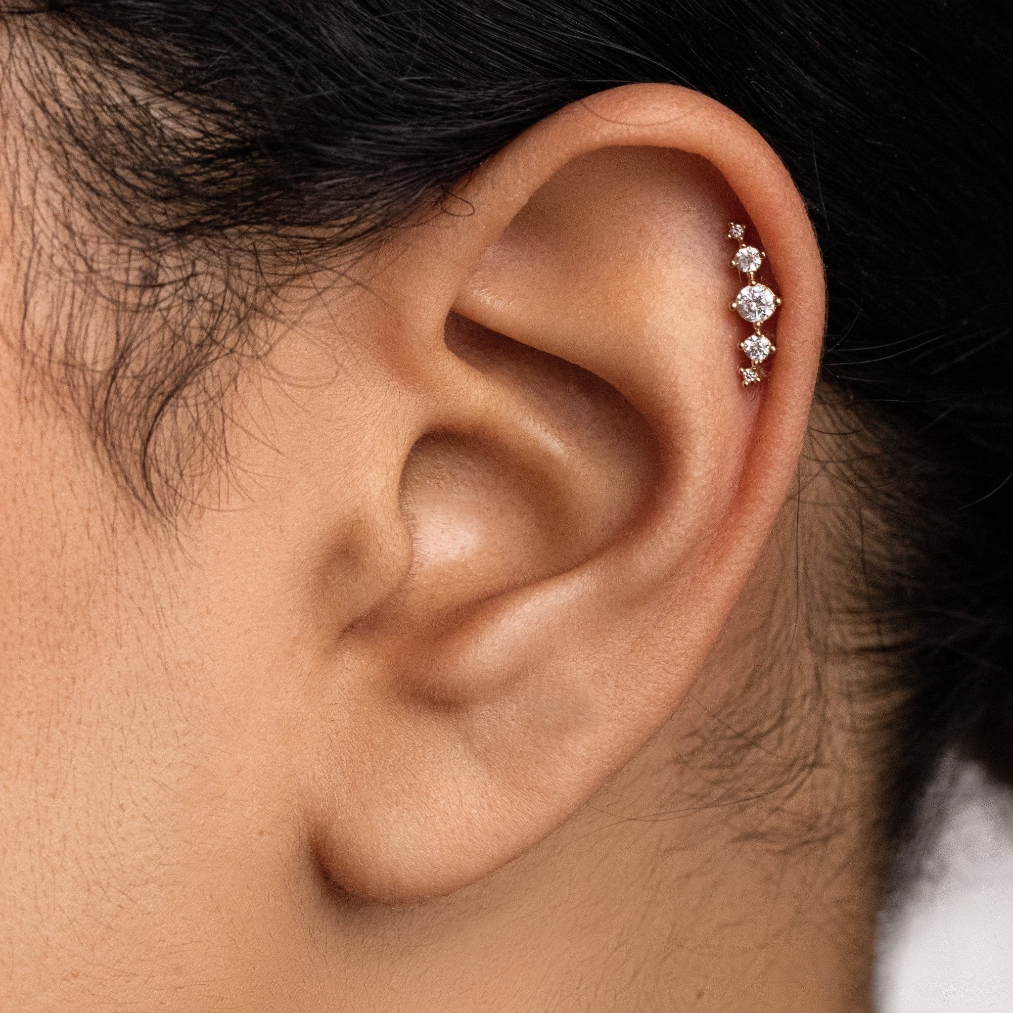 14k Five Prong Cluster Flat back Earring - Threadless - Lulu Ave Body Jewelery