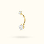 14k Gold Crystal Prong Navel Ring - Belly Rings - Lulu Ave Body Jewelery