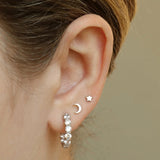 14k Moon Flat back Earring - Threadless - Lulu Ave Body Jewelery