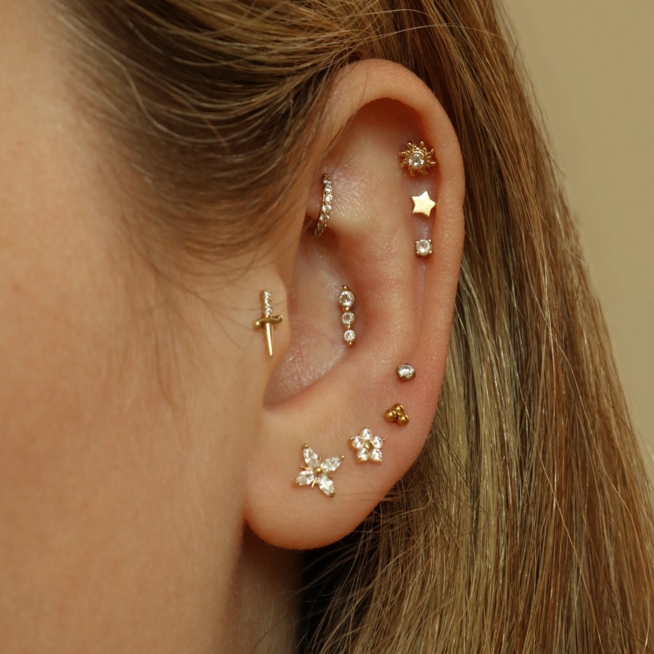 14k Gold Flat back Single North Star Earring – Lulu Ave