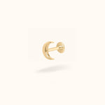 14K Plain Moon - Threadless - Lulu Ave Body Jewelery
