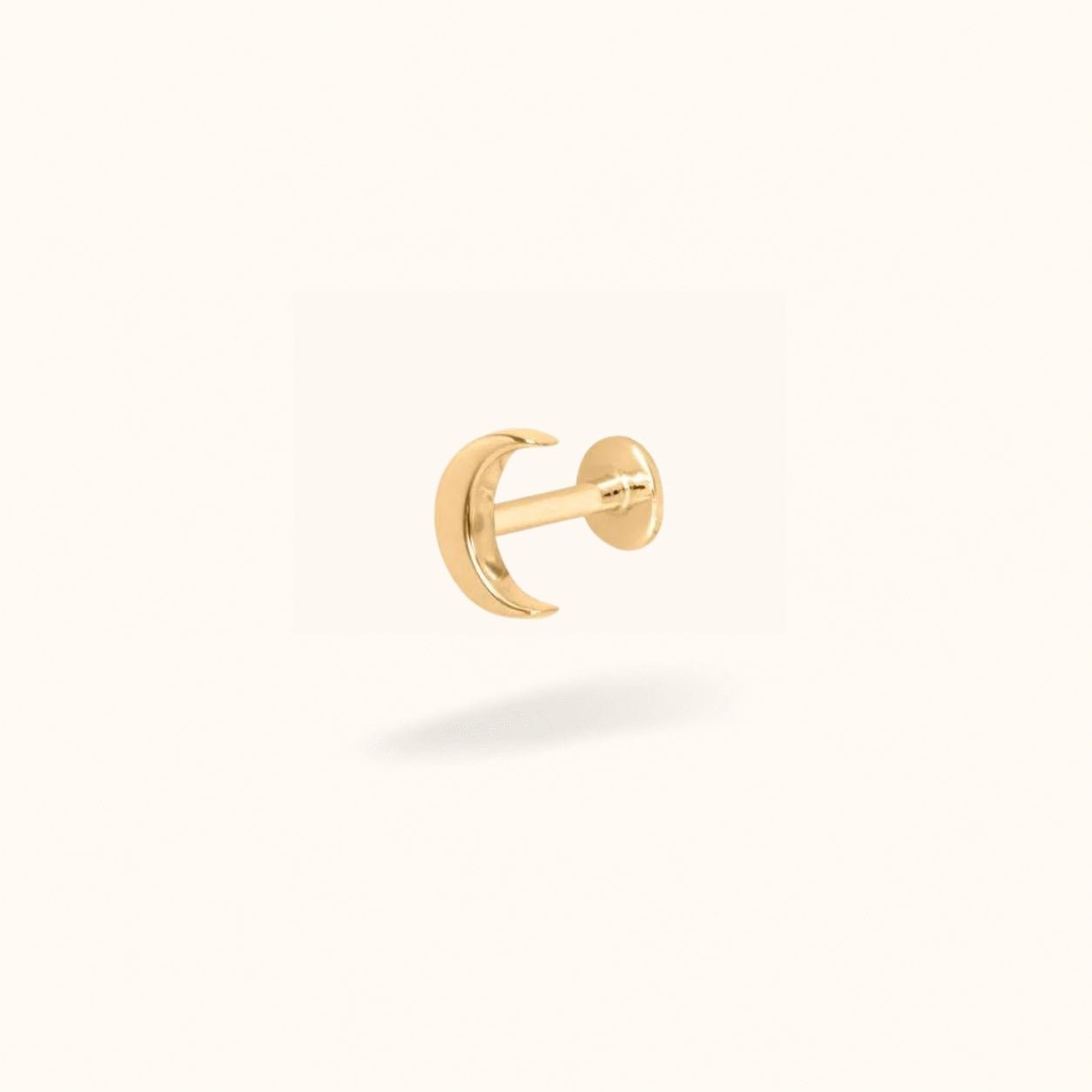 14K Plain Moon - Threadless - Lulu Ave Body Jewelery