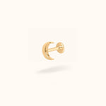 14K Plain Moon - Threadless - Lulu Ave Body Jewelery