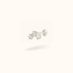 14K White Gold Crystal 3 Cluster - Threadless - Lulu Ave Body Jewelery